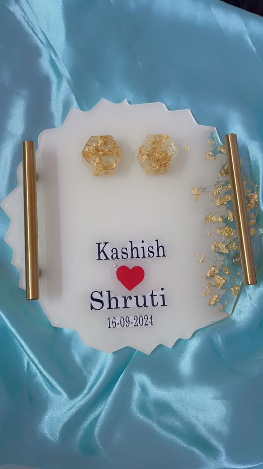 Artisan Resin Serving Tray with Vibrant Design