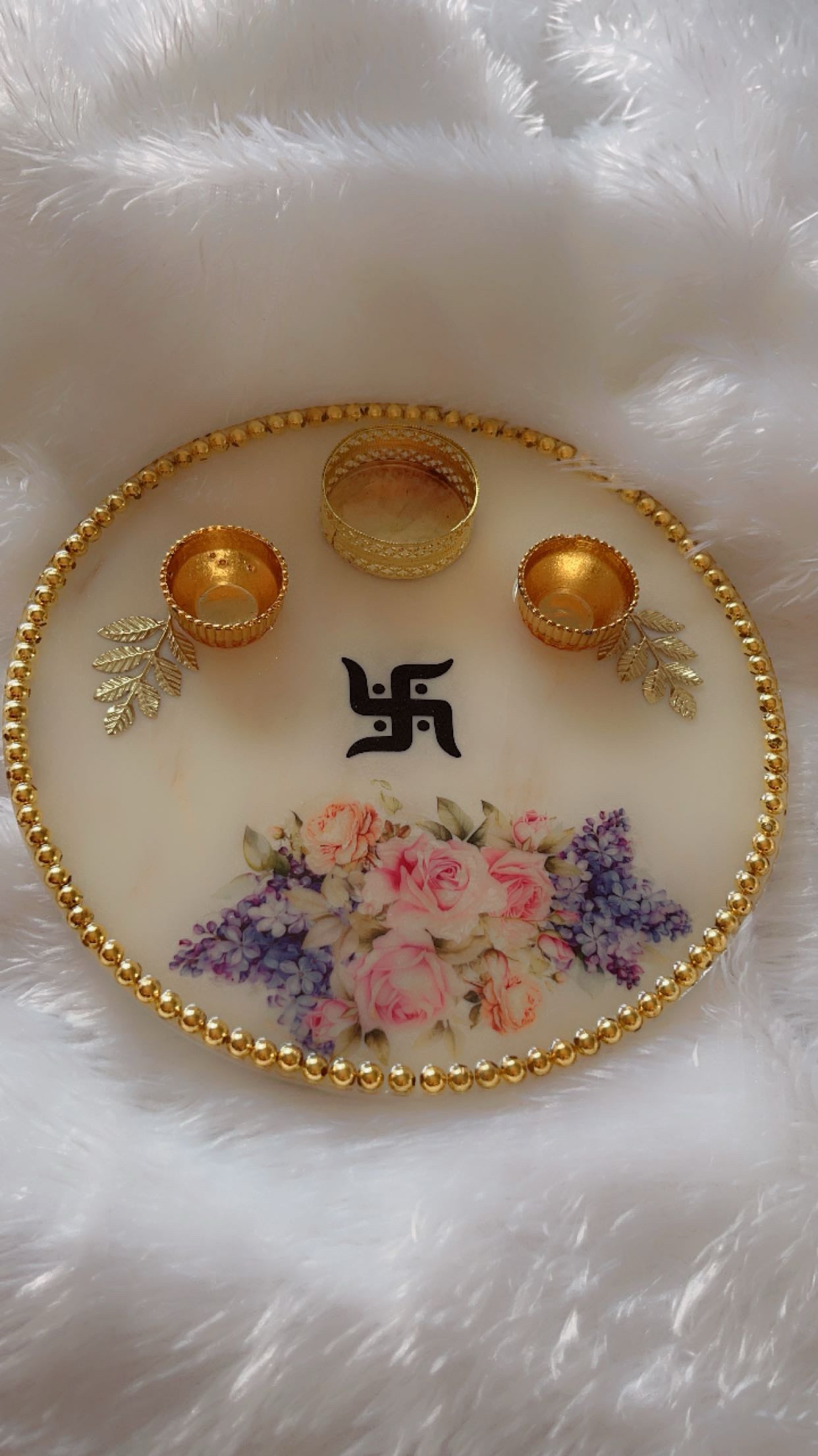 Handcrafted Resin Pooja Thali - Elegant Festive Decor
