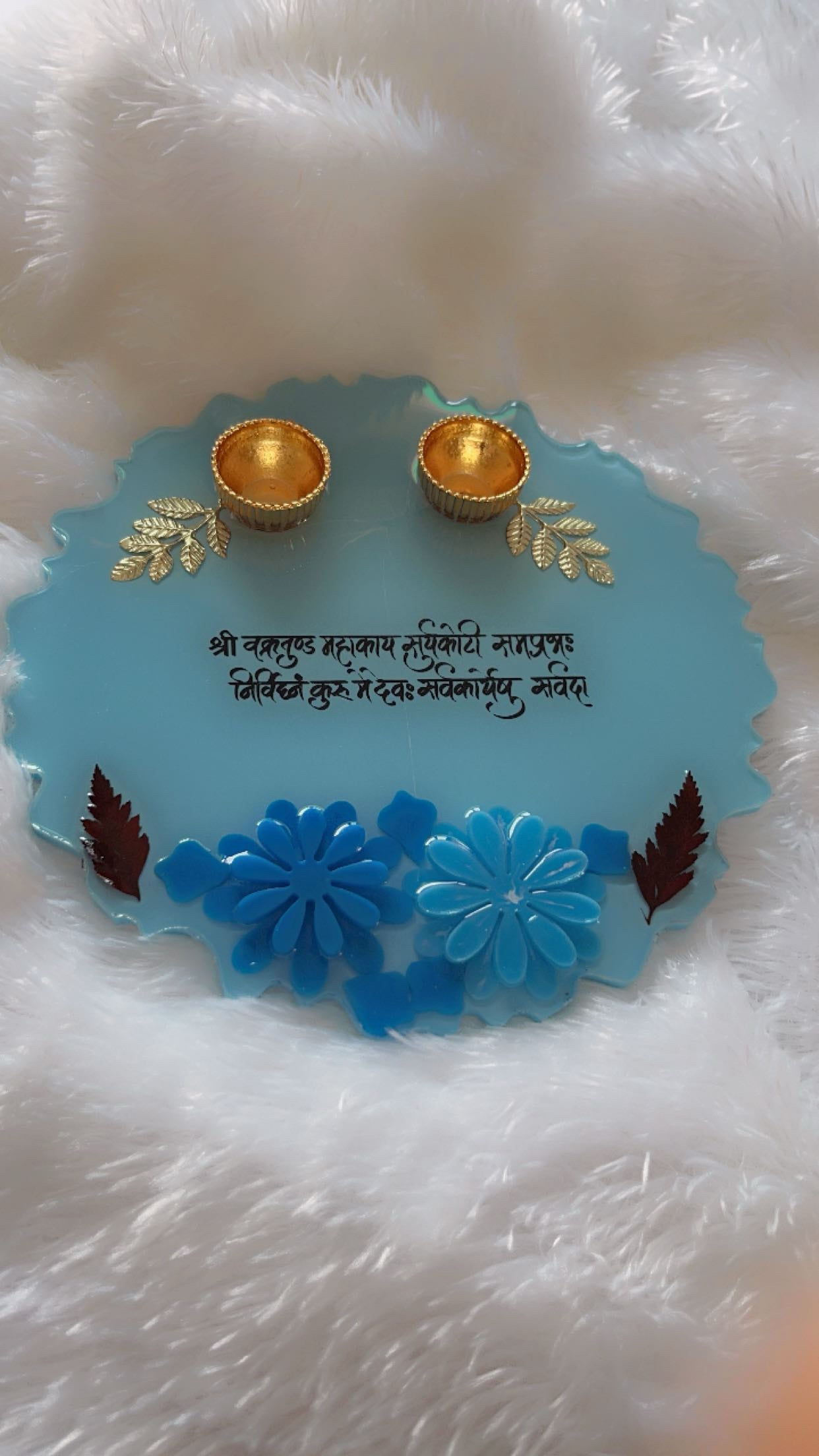Handcrafted Resin Pooja Thali - Elegant Festive Decor