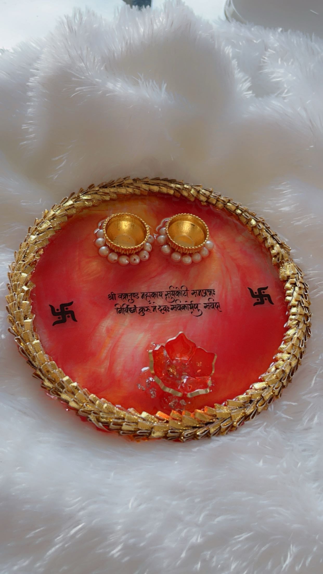 Handcrafted Resin Pooja Thali - Elegant Festive Decor