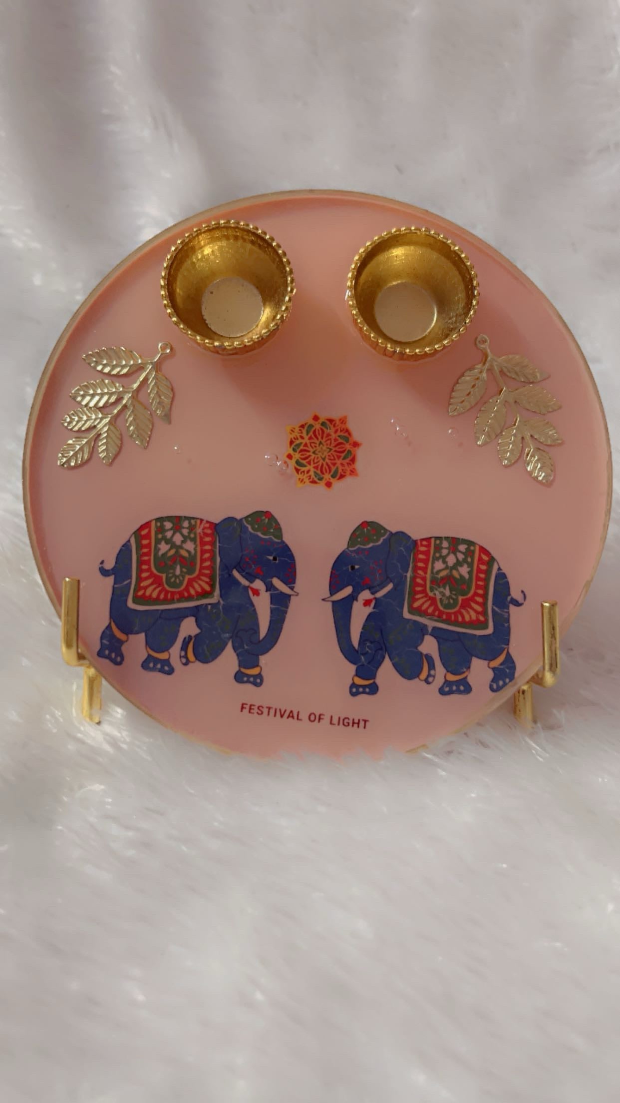 Handcrafted Resin Pooja Thali - Elegant Festive Decor