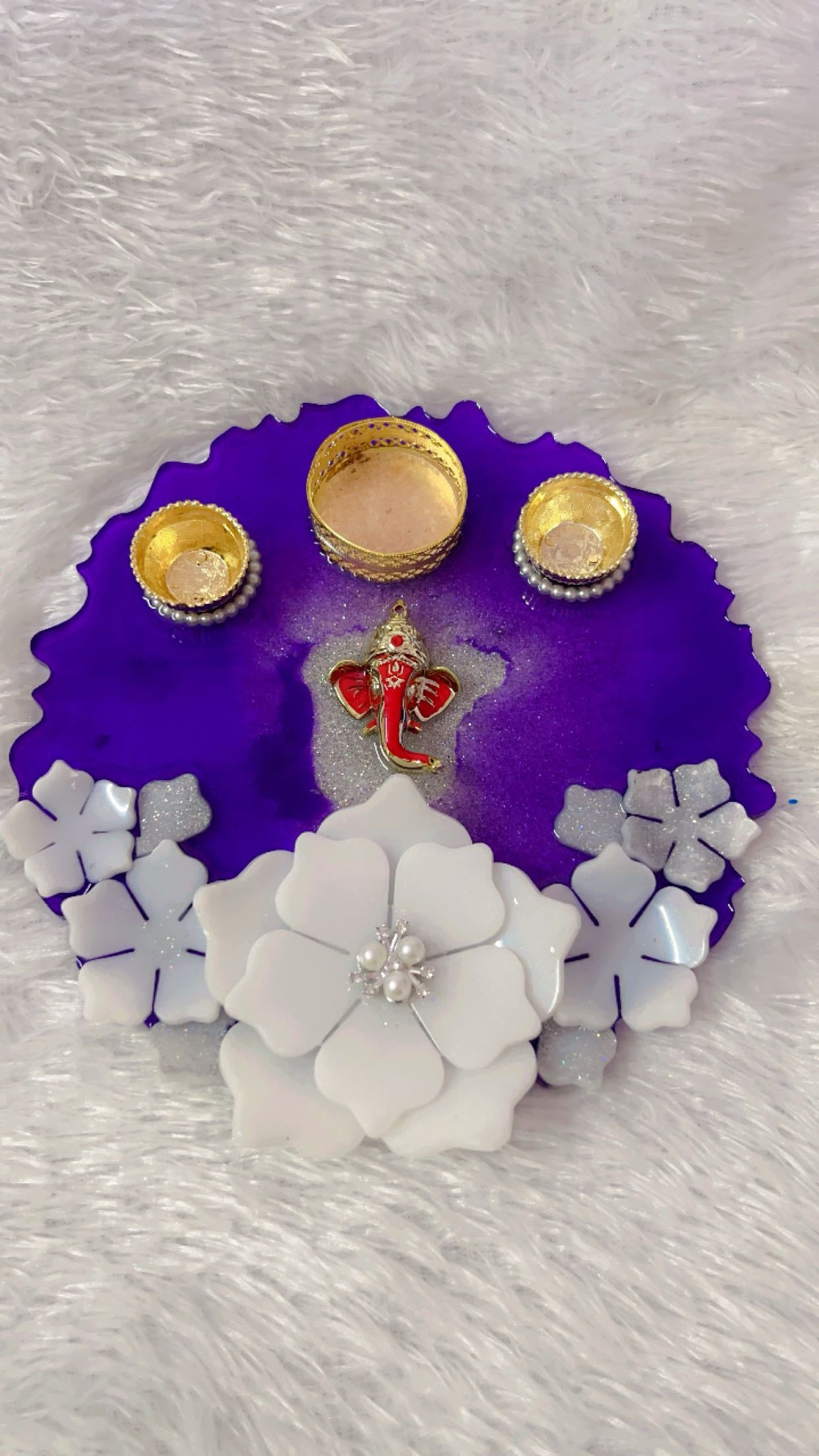 Handcrafted Resin Pooja Thali - Elegant Festive Decor
