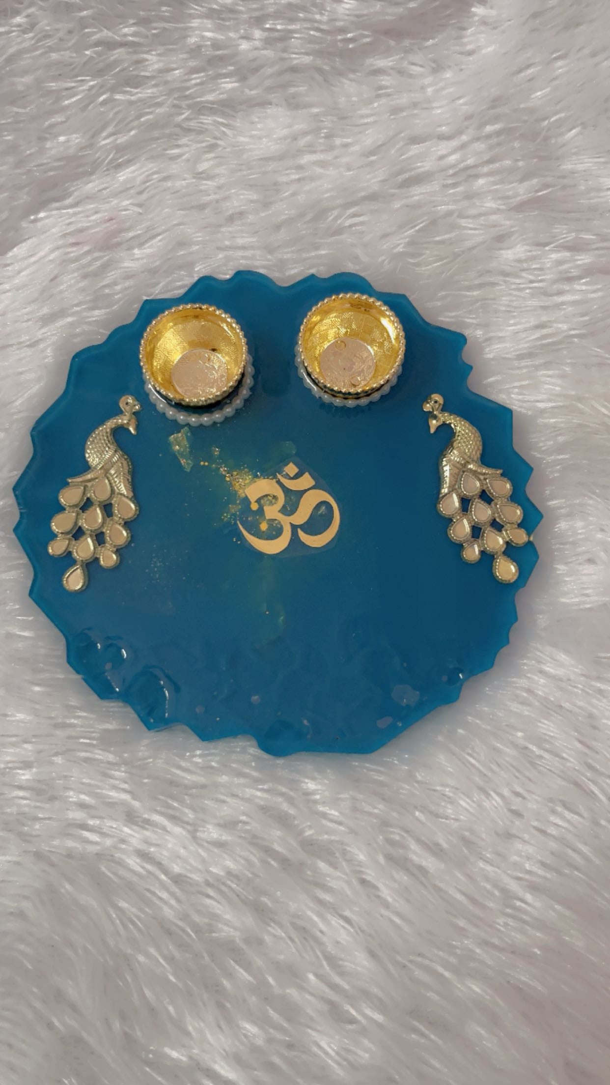 Handcrafted Resin Pooja Thali - Elegant Festive Decor