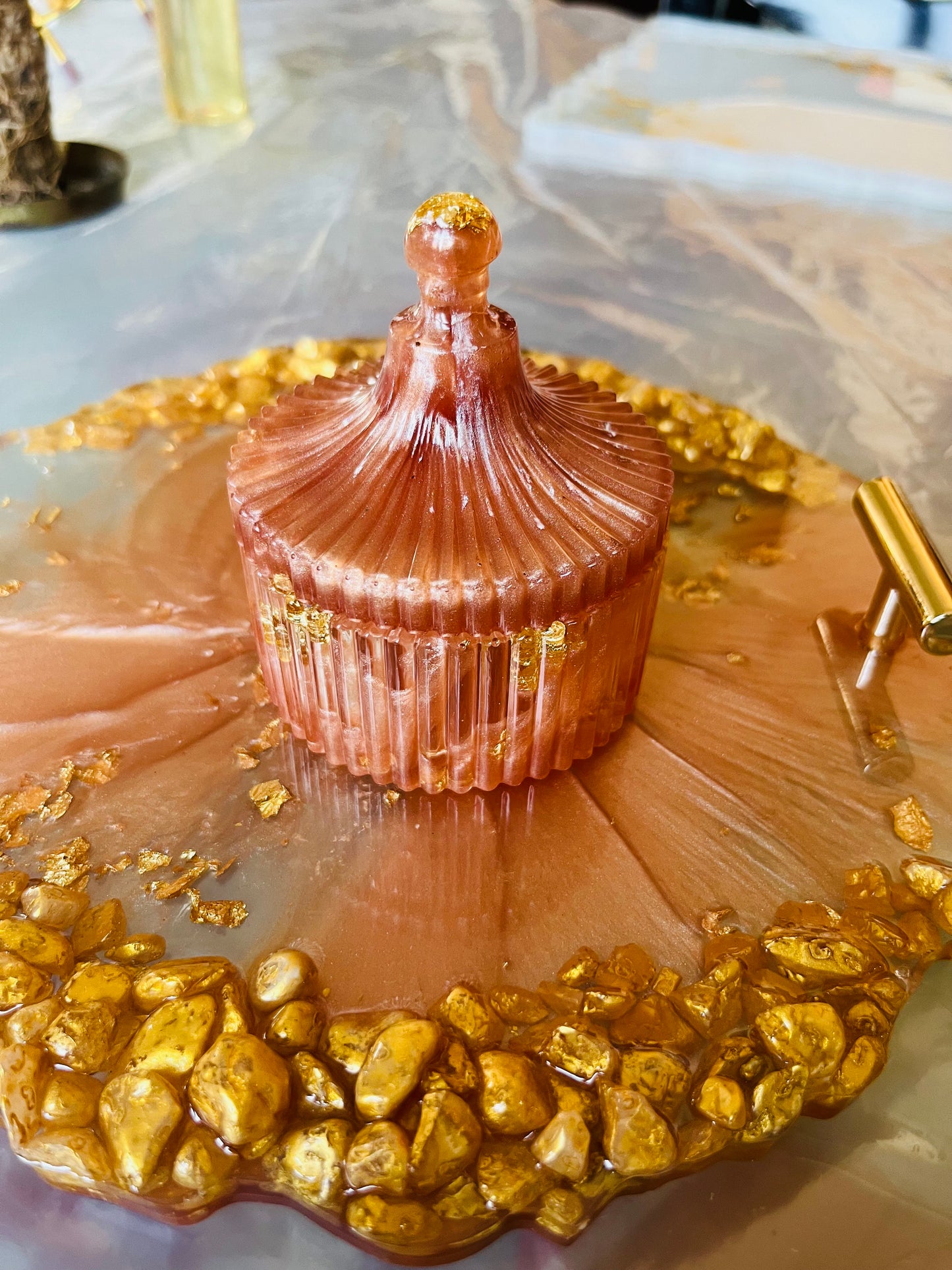 Artisan Resin Serving Tray with Vibrant Design