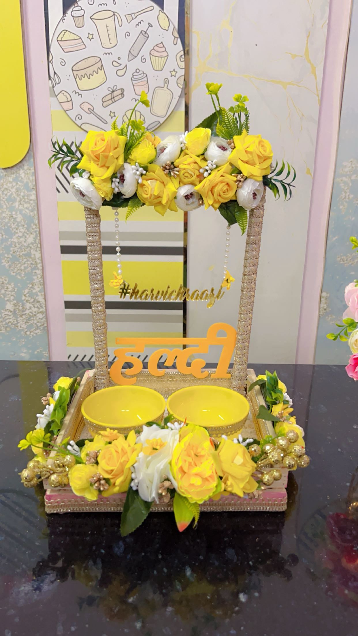 Personalized Ring Haldi Ceremony Platter