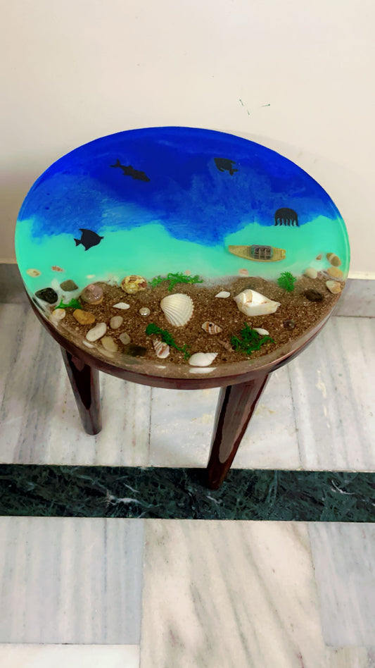 Handcrafted Epoxy Resin Table with Unique Art Design