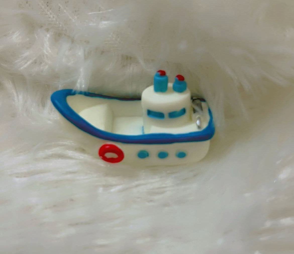 White Blue Boat Miniature