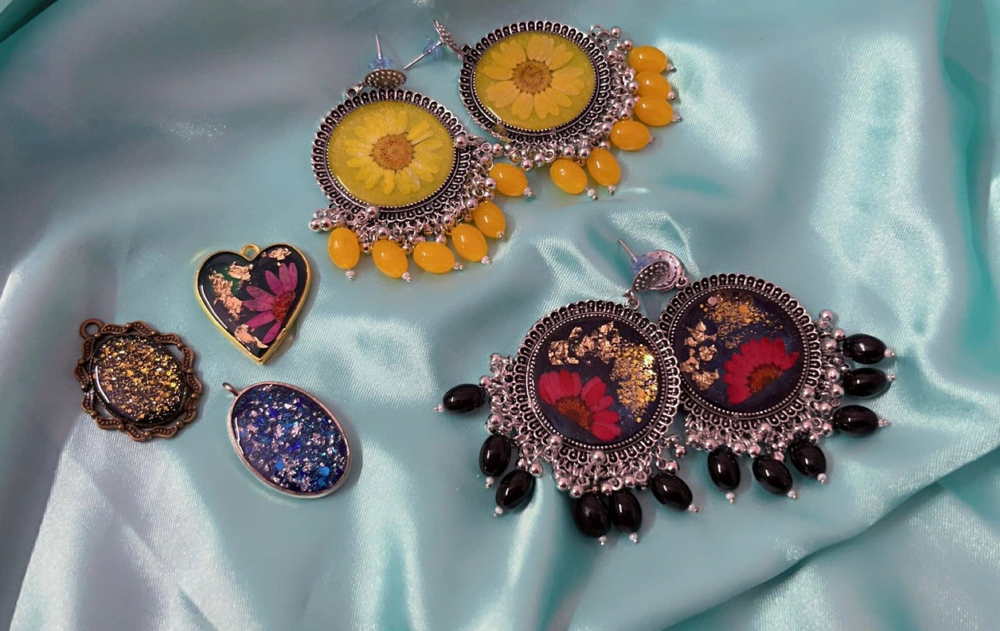 Custom Handcrafted Jewellery | Earings | Heart Pendant | Double Bracelet | Single Bracelet