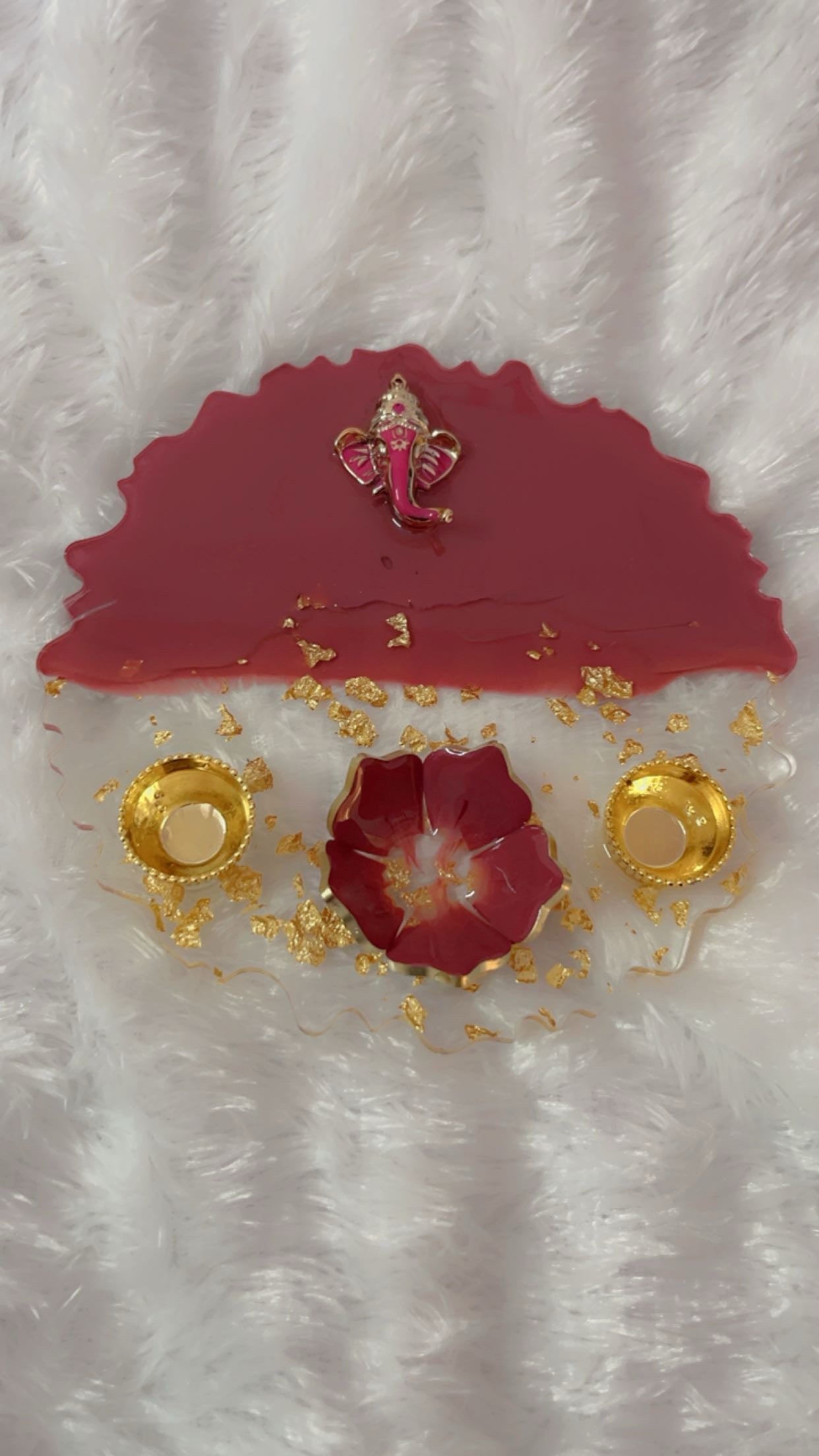 Handcrafted Resin Pooja Thali - Elegant Festive Decor