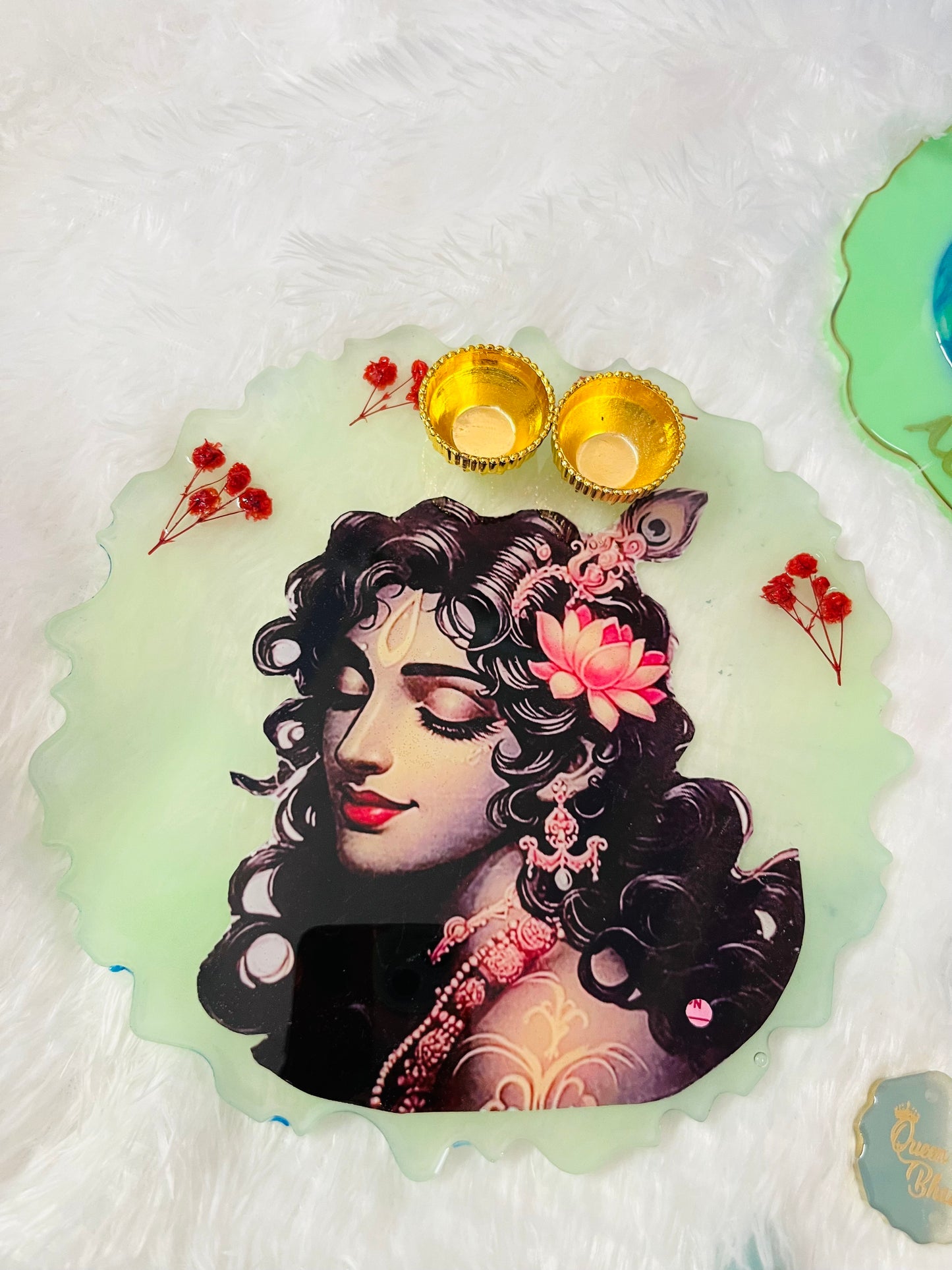 Handcrafted Resin Pooja Thali - Elegant Festive Decor