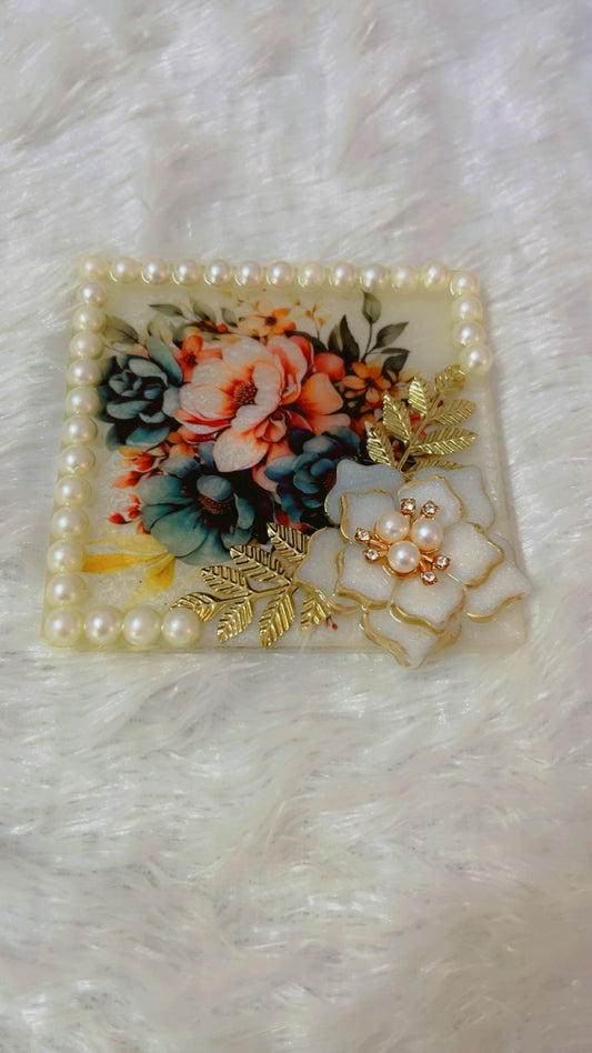 Handcrafted Resin Silver Coin Platter