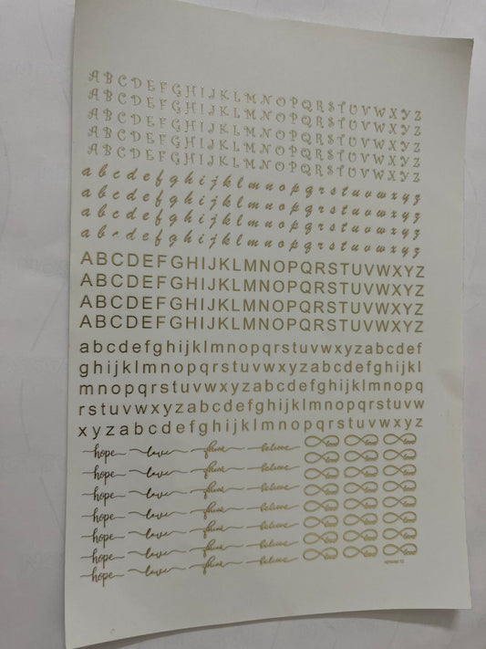 Alphabet Big Small Font Embossed Sticker