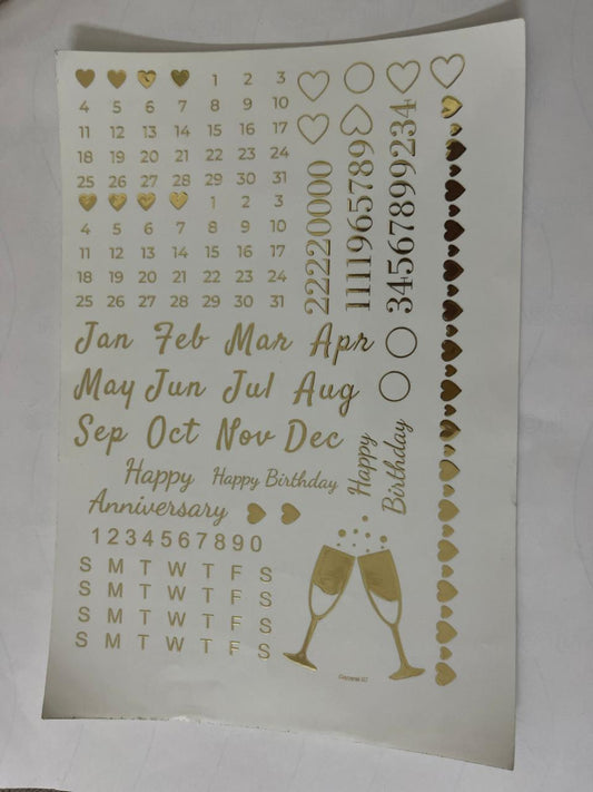 Calender Gold Embossed Sticker