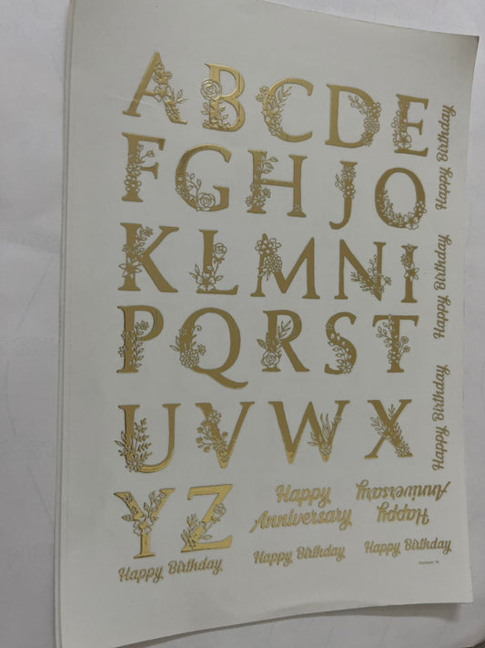 Alphabet Birthday Embossed Sticker