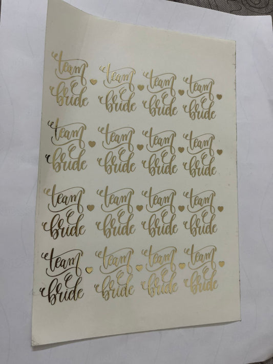 Team Bride Embossed Sticker